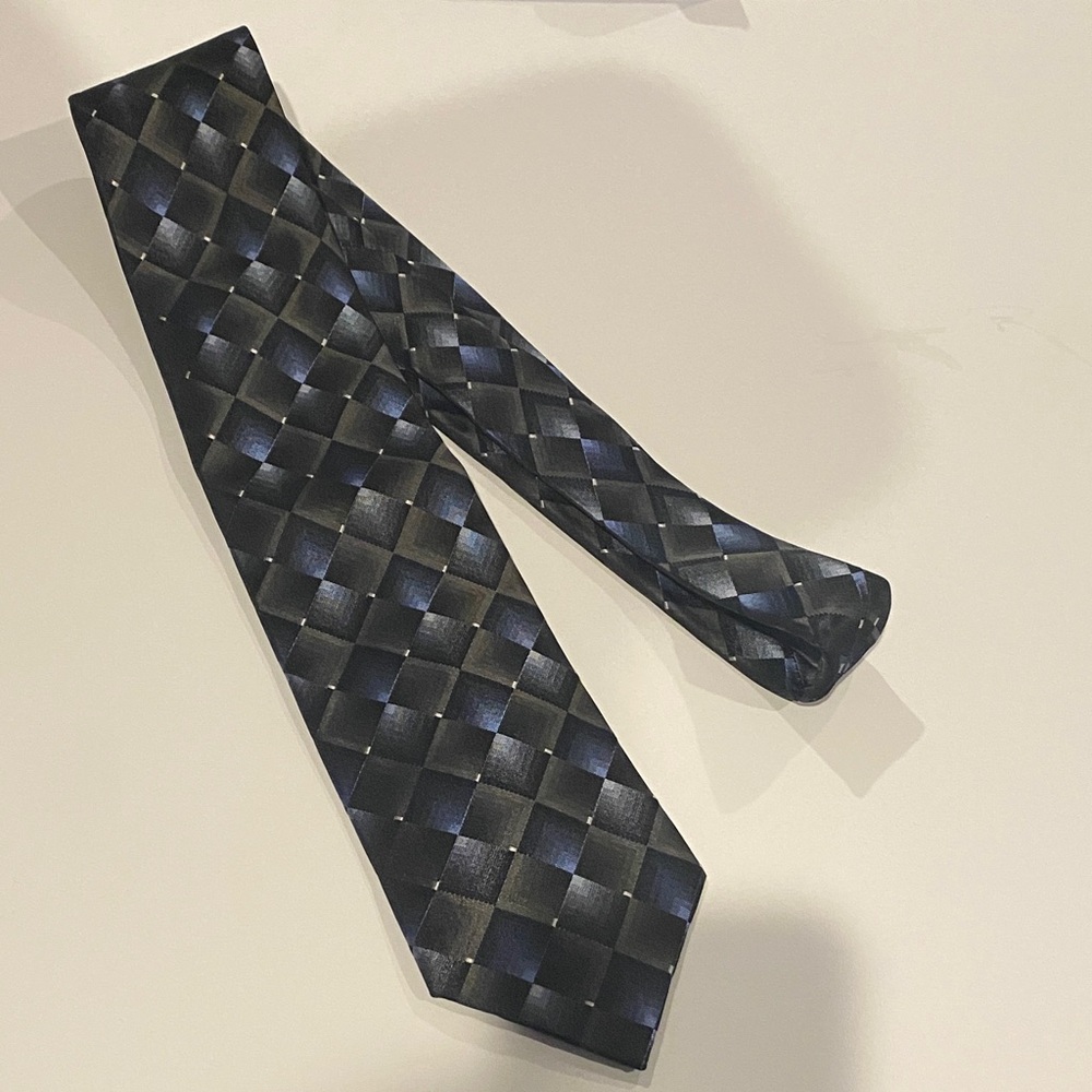 Stafford Black and Blue Checkered Tie